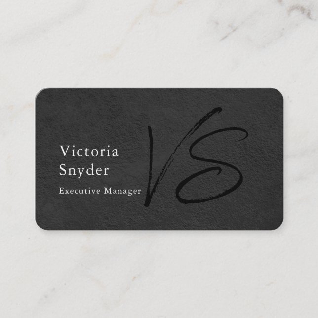 Stylish Grey Black Monogram Professional Business Card (Front)
