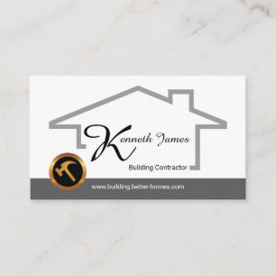 Stylish Grey Building Frame Construction Builder Business Card