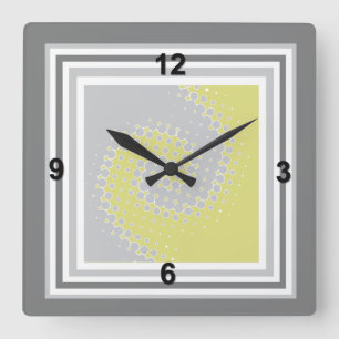 Stylish Grey & Chartreuse Swirl Wall Clock