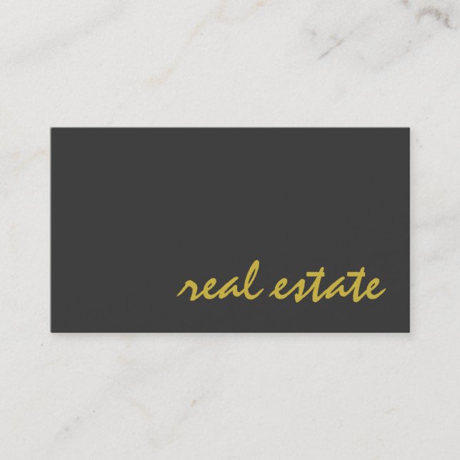 Stylish Grey Gold Colour Script Agent Business Car Card (Front)