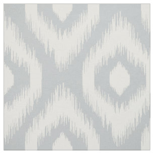 Stylish Grey & Ivory Diamond Ikat Ethnic Pattern Fabric