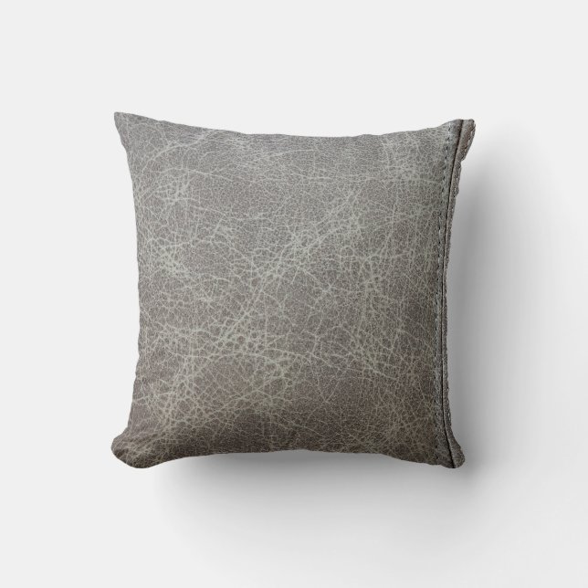 Stylish Grey Leather Look Cushion (Front)
