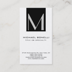 Stylish Grey Monogram Black White Business Card