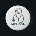 Stylish Grey Nursing Stethescope Illustration 6 Cm Round Badge<br><div class="desc">A personalised button with "Nurse" written in a cool script font and a little red heart underneath. Designed with a simple grey stethescope illustration.</div>