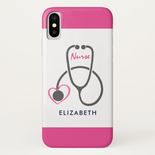 Stylish Grey Nursing Stethescope Illustration Case-Mate iPhone Case (Back)