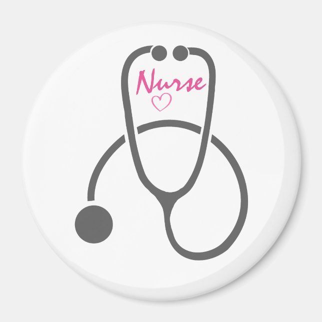 Stylish Grey Nursing Stethescope Illustration Magnet (Front)