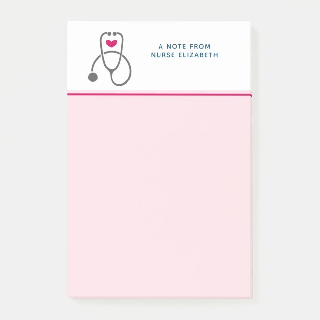 Stylish Grey Nursing Stethescope Illustration Post-it Notes (Front)