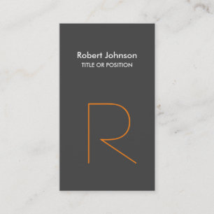 Stylish Grey Orange White Monogram Business Card