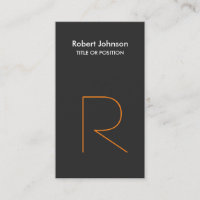 Stylish Grey Orange White Monogram Business Card