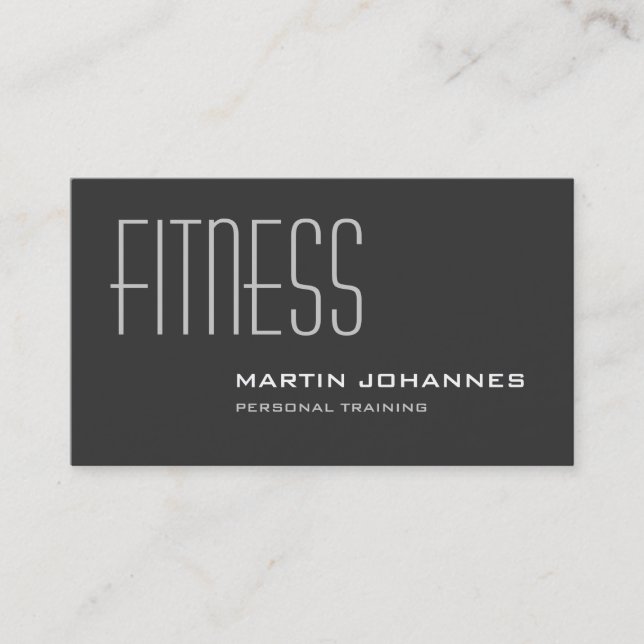 Stylish Grey Personal Trainer Business Card (Front)