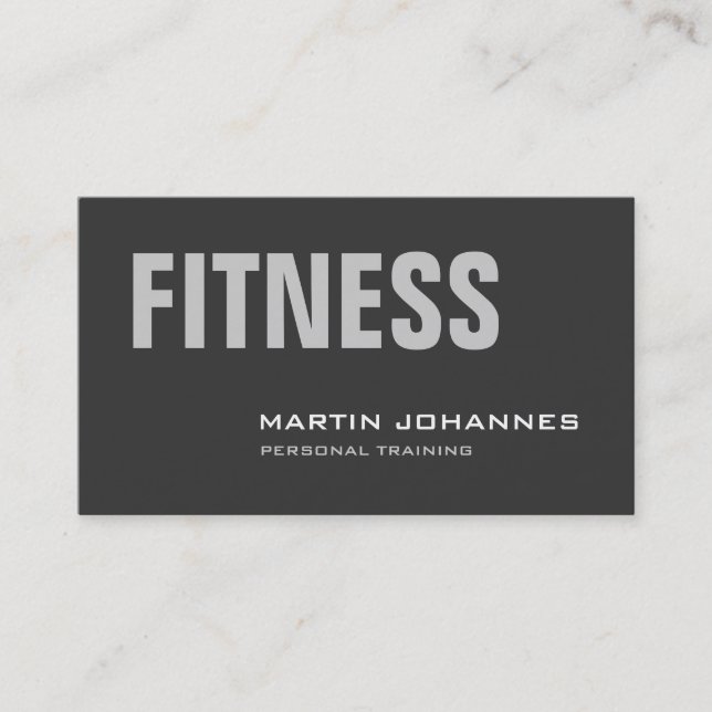 Stylish Grey Personal Trainer Business Card (Front)