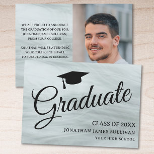 Stylish Grey Photo Graduation Announcement