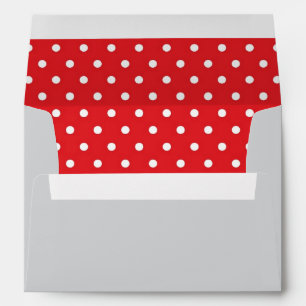 Stylish Grey & Red Polka Dots Christmas Envelopes