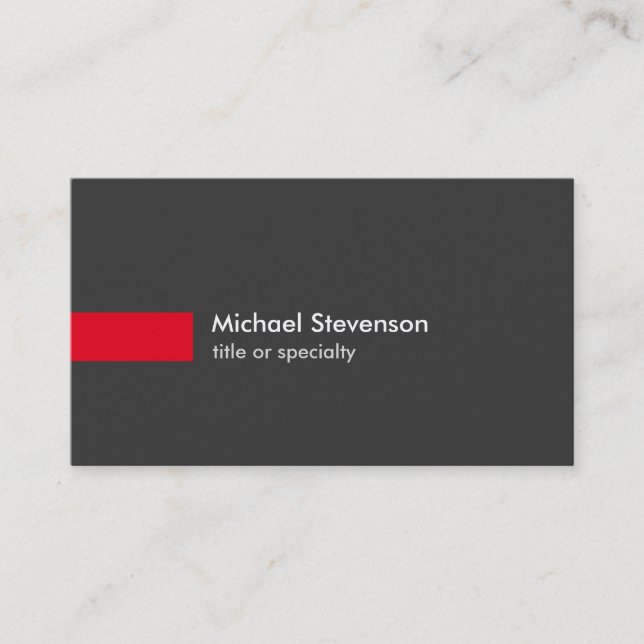 Stylish Grey Red Stripe Standard Business Card (Front)