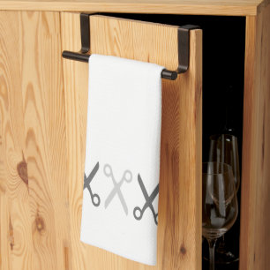 Stylish Grey Scissors Hairdresser Taylor Tea Towel