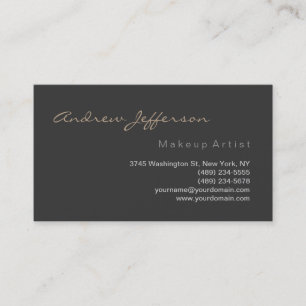 Stylish Grey Script Makeup Artist Business Card
