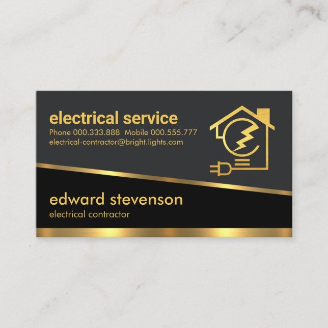 Stylish Grey Shades Letter-e Bulb Home Circuit Business Card (Front)