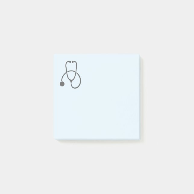 Stylish Grey Stethoscope on Pastel Blue Post-it Notes (Front)