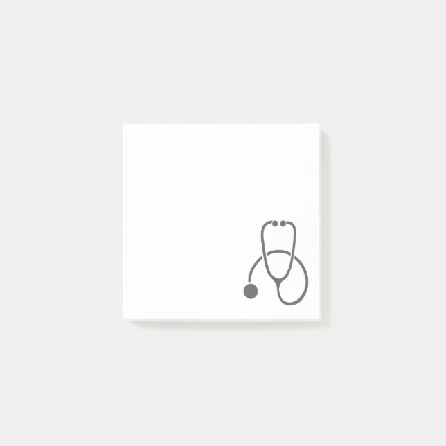 Stylish Grey Stethoscope on Pastel Blue  Post-it Notes (Front)