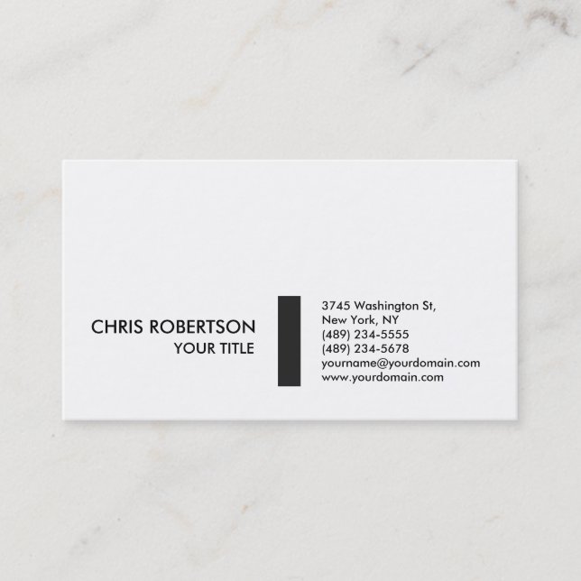 Stylish Grey Striped White Business Card (Front)