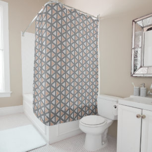 Stylish Grey & Tan Geometric Triangle Pattern Shower Curtain