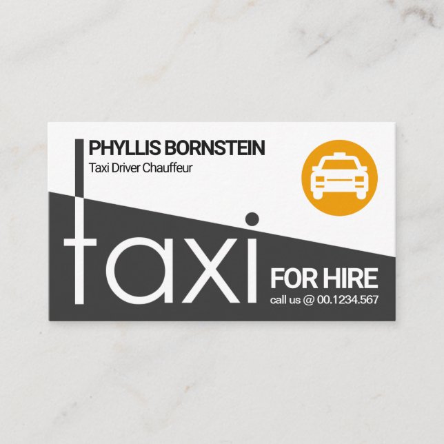 Stylish Grey Taxi Signage Private Taxi Driver Business Card (Front)