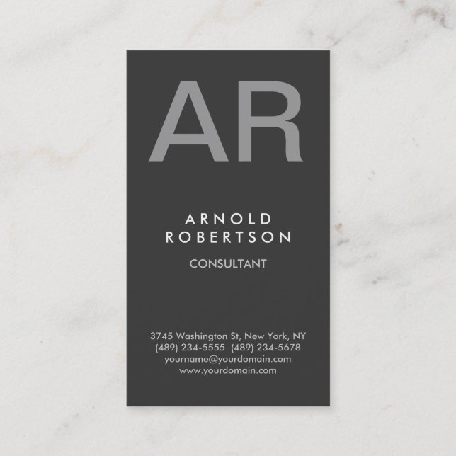 Stylish Grey Trendy Consultant Business Card (Front)