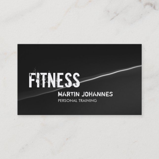 Stylish Grey Wave Personal Trainer Business Card (Front)