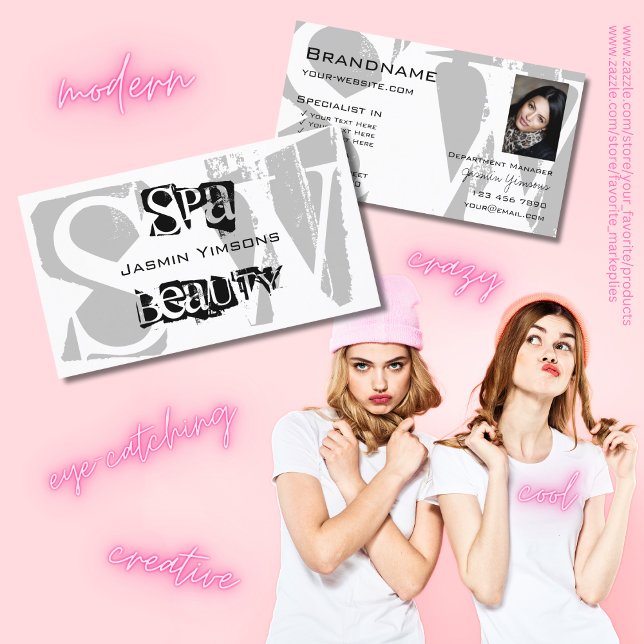 Stylish Grey White Black with Photo and Monogram Business Card (Creator Uploaded)