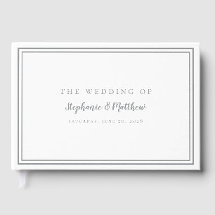Stylish Grey & White Classic Simple Modern Wedding Guest Book