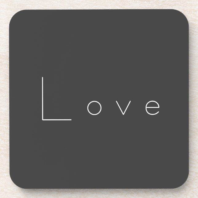 Stylish Grey White Love Wedding Coaster (Front)