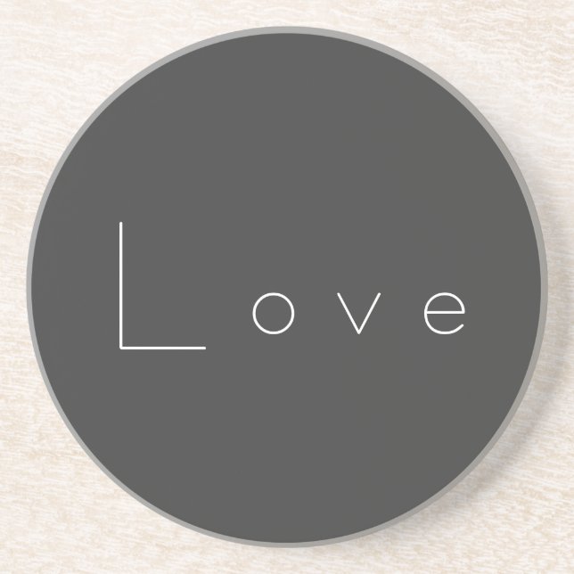 Stylish Grey White Love Wedding Coaster (Front)