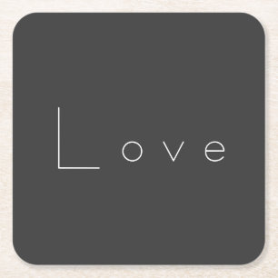 Stylish Grey White Love Wedding Square Paper Coaster
