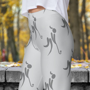 Stylish Grey Womens Hockey Pattern Leggings