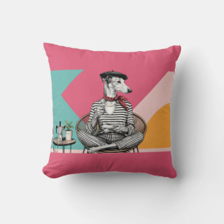 Stylish Greyhound Coffee Pop Art Portrait Cushion