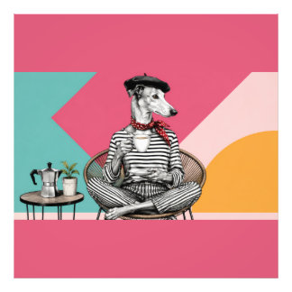 Stylish Greyhound Coffee Pop Art Portrait Photo Print