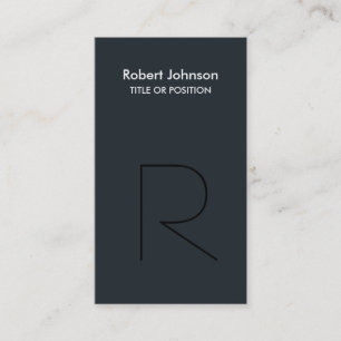 Stylish Greyish Blue Black Monogram Business Card