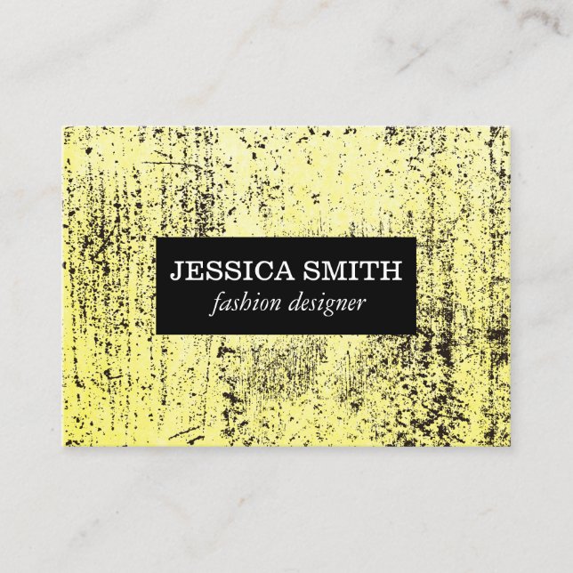 Stylish Grunge Yellow Texture Business Card (Front)