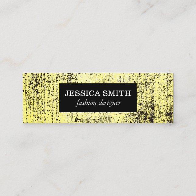 Stylish Grunge Yellow Texture Mini Business Card (Front)