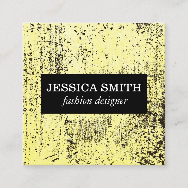 Stylish Grunge Yellow Texture Square Business Card (Front)
