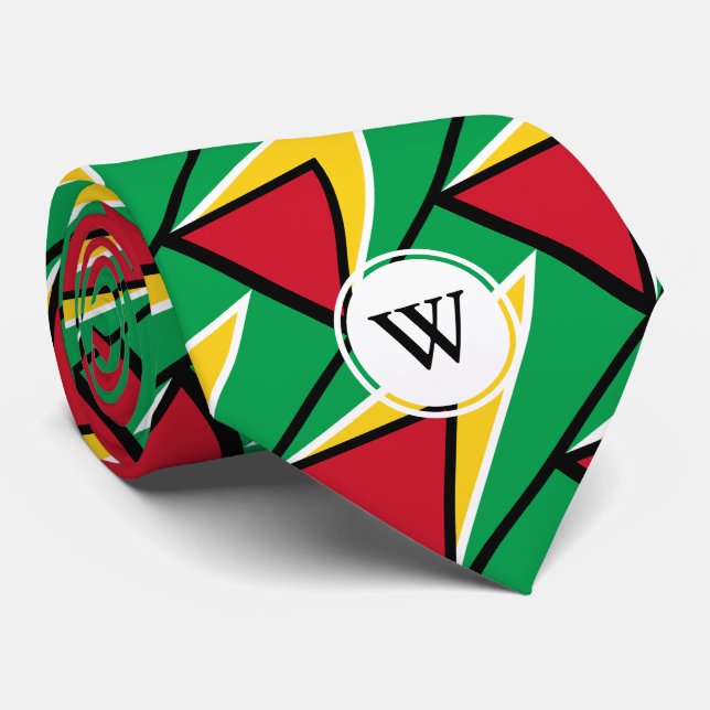 Stylish GUYANA FLAG Scripture Monogram Tie (Rolled)
