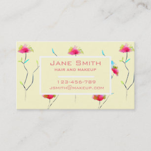 Stylish hair and make up business pink flowers business card