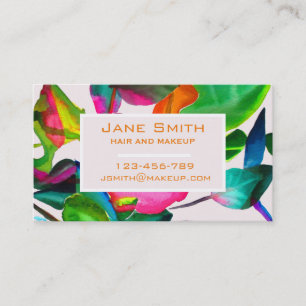 Stylish hair and make up watercolor flora business business card