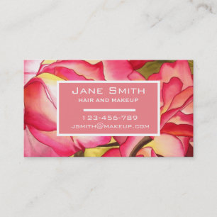 Stylish hair and makeup watercolor floral business business card