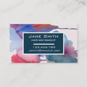 Stylish hair and makeup watercolor floral business card
