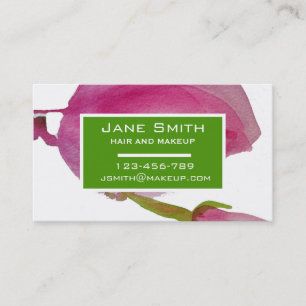 Stylish hair and makeup watercolor floral business card