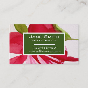 Stylish hair and makeup watercolor floral business card