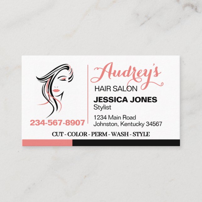 Stylish Hair Salon Business Card (Front)