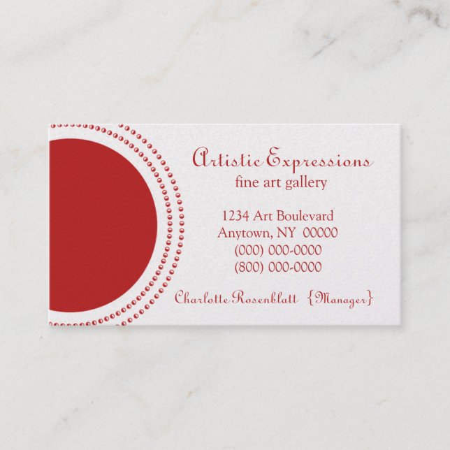 Stylish Half Circles Business Card, Red Card (Front)