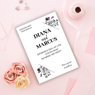 Stylish Hand Draw flowers Invitation